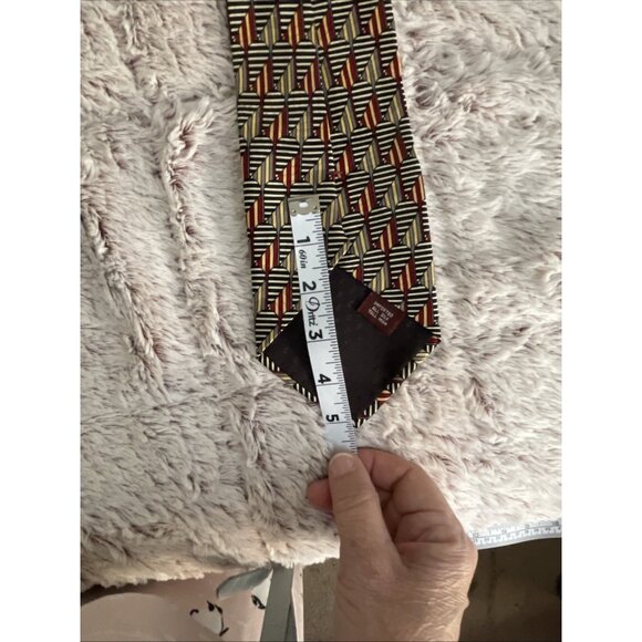 Barry Wells Tall Man Silk Tie 65.5 X 4” Black, Burgundy, Gold, Gray Necktie Long - Picture 9 of 9